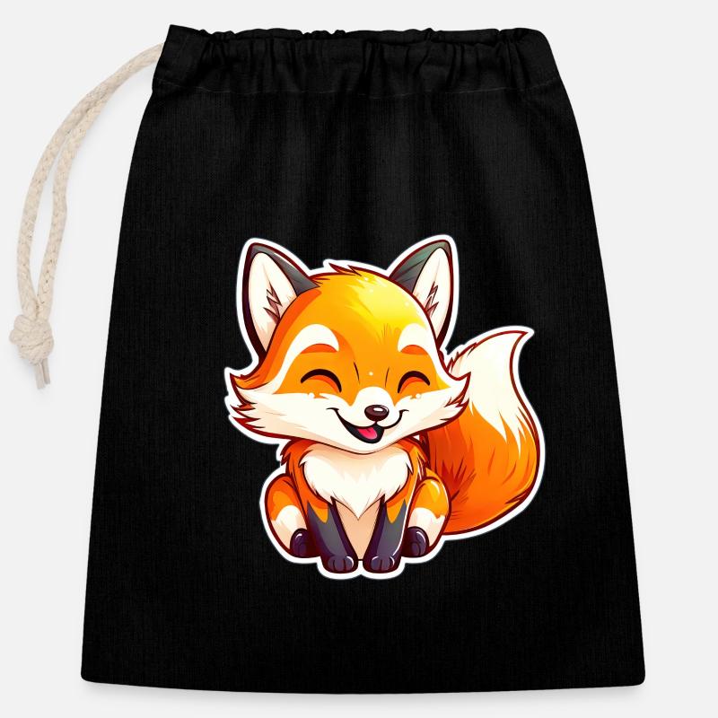 Baby Red Fox - Closable cotton gift bag (25x30cm) - black