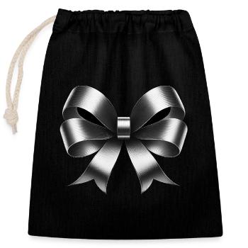 Silver ribbon - Closable cotton gift bag (25x30cm) - black - Front
