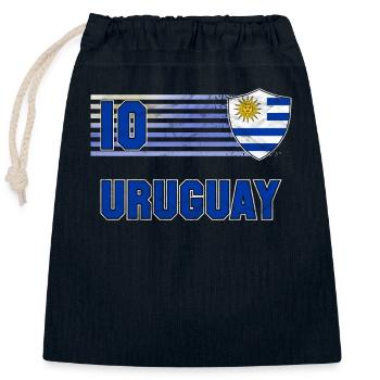 Uruguay - Closable cotton gift bag (25x30cm) - navy - Front