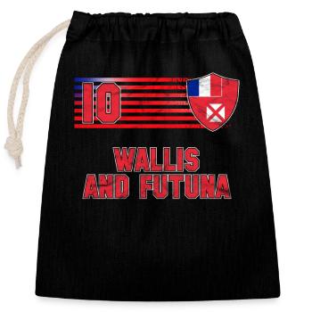 Wallis et Futuna - Sac cadeau en coton avec cordon (25 x 30 cm) - noir - Devant