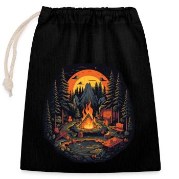 Cozy Campfire - Verschließbarer Geschenkbeutel aus Baumwolle (25x30cm) - Schwarz - Vorne