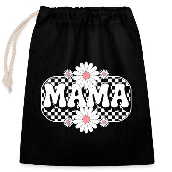 Retro Mama Flower Aesthetic Mother's Day Gift - Closable cotton gift bag (25x30cm) - black - Front