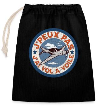 J peux pas j ai vol à voile - Sac cadeau en coton avec cordon (25 x 30 cm) - noir - Devant