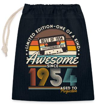 1954 Vintage Vintage Birthday Retro - Closable cotton gift bag (25x30cm) - navy - Front