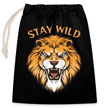 stay wild - Closable cotton gift bag (25x30cm) - black - Front