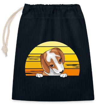 Spähender Beagle-Welpe - Verschließbarer Geschenkbeutel aus Baumwolle (25x30cm) - Navy - Vorne
