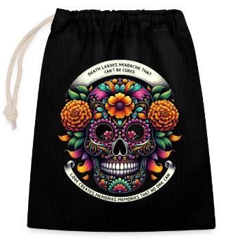 Calavera de souci éternel - Sac cadeau en coton avec cordon (25 x 30 cm) - noir - Devant