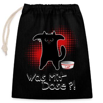 Hungry Cat - What about can?! - Closable cotton gift bag (25x30cm) - black - Front