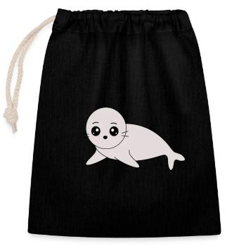 Sceaux, phoques, phoques, phoques animaux - Sac cadeau en coton avec cordon (25 x 30 cm) - noir - Devant