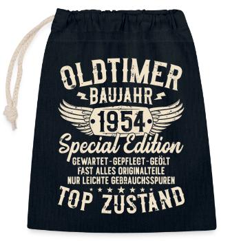Oldtimer Baujahr 1954 Jahrgang Geburtstag Geschenk - Verschließbarer Geschenkbeutel aus Baumwolle (25x30cm) - Navy - Vorne