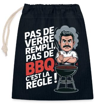 BBQ Apéro Cadeau Barbecue Humour - Sac cadeau en coton avec cordon (25 x 30 cm) - bleu marine - Devant