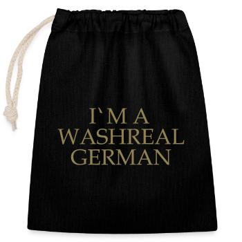 Witzige Denglisch Sprüche Waschechter Deutscher - Verschließbarer Geschenkbeutel aus Baumwolle (25x30cm) - Schwarz - Vorne