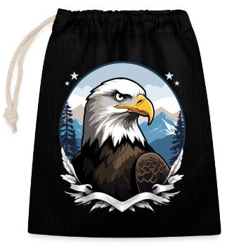 Pygargue à tête blanche - Sac cadeau en coton avec cordon (25 x 30 cm) - noir - Devant