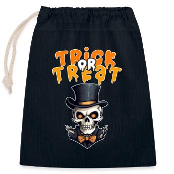 Halloween Design Creepy Skeleton Design - Closable cotton gift bag (25x30cm) - navy - Front