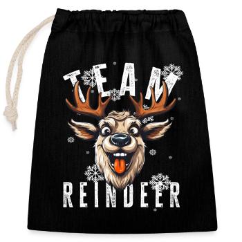 Weihnachtsmotiv Rentier Xmas Team Rentier - Verschließbarer Geschenkbeutel aus Baumwolle (25x30cm) - Schwarz - Vorne