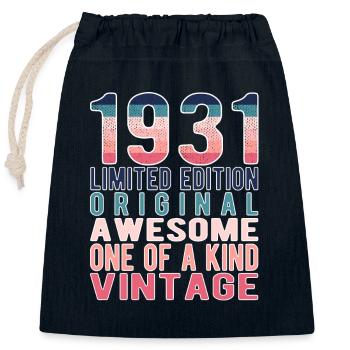 Limited Edition Since 1931 Birthday Vintage 1931 - Closable cotton gift bag (25x30cm) - navy - Front