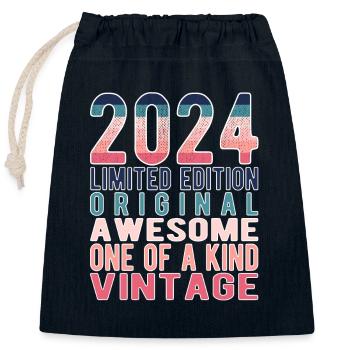 Limited Edition since 2024 Birthday Vintage 2024 - Closable cotton gift bag (25x30cm) - navy - Front