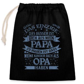 Tolles T-Shirt für Opa und Großvater mit Stolz - Verschließbarer Geschenkbeutel aus Baumwolle (25x30cm) - Schwarz - Vorne