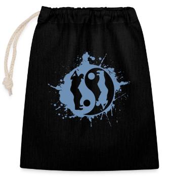 Golf Golfer Golfing Yin Yan Japanese Symbol - Closable cotton gift bag (25x30cm) - black - Front