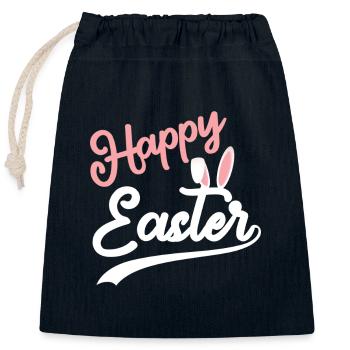 Joyeuses Pâques - Oreilles de lapin de Pâques - Sac cadeau en coton avec cordon (25 x 30 cm) - bleu marine - Devant