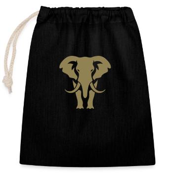 Elephant Silhouette White Logo - Closable cotton gift bag (25x30cm) - black - Front