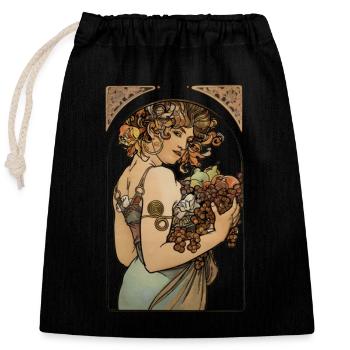 Alfons Mucha - Le Fruit - Verschließbarer Geschenkbeutel aus Baumwolle (25x30cm) - Schwarz - Vorne