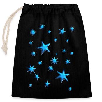 Star Stars Starry Sky Stars Starlet Blue - Closable cotton gift bag (25x30cm) - black - Front