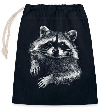 racoon - Closable cotton gift bag (25x30cm) - navy - Front