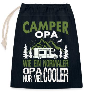 Camper Opa, wie ein normaler Opa nur viel coller - Verschließbarer Geschenkbeutel aus Baumwolle (25x30cm) - Navy - Vorne