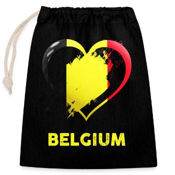 Belgium Heart - Discover unique designs - Closable cotton gift bag (25x30cm) - black - Front