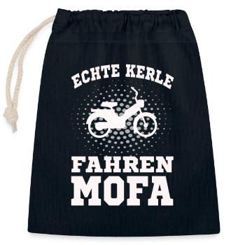 echte Kerle fahren Mofa - Verschließbarer Geschenkbeutel aus Baumwolle (25x30cm) - Navy - Vorne