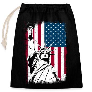 Statue of Liberty America - Closable cotton gift bag (25x30cm) - black - Front