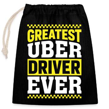 Grand motif de chauffeur Uber - Sac cadeau en coton avec cordon (25 x 30 cm) - noir - Devant