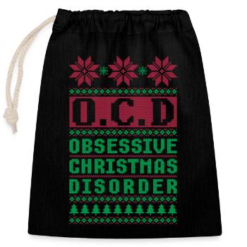 Obsessive Christmas Disorder Ugly Christmas - Closable cotton gift bag (25x30cm) - black - Front