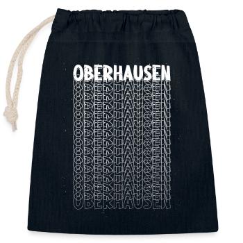 Oberhausen Germany City Font Skyline - Closable cotton gift bag (25x30cm) - navy - Front