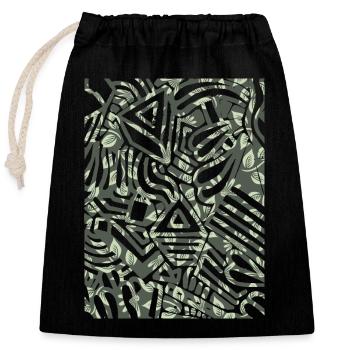 Impression géométrique - Sac cadeau en coton avec cordon (25 x 30 cm) - noir - Devant
