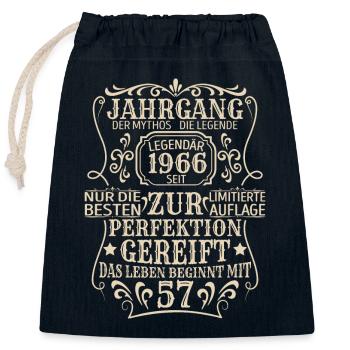 Geburtstagsgeschenk Geboren 1966 57 Jahre - Verschließbarer Geschenkbeutel aus Baumwolle (25x30cm) - Navy - Vorne