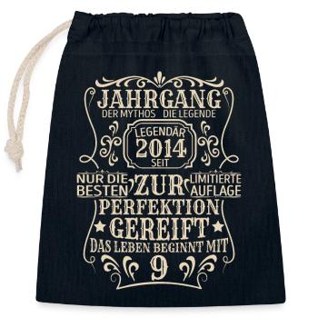 Geburtstagsgeschenk Geboren 2014 9 Jahre - Verschließbarer Geschenkbeutel aus Baumwolle (25x30cm) - Navy - Vorne