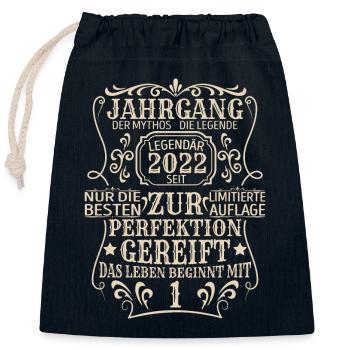Geburtstagsgeschenk Geboren 2022 1 Jahre - Verschließbarer Geschenkbeutel aus Baumwolle (25x30cm) - Navy - Vorne