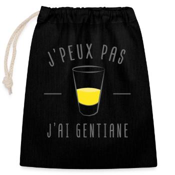 Je peux pas j'ai gentiane - Sac cadeau en coton avec cordon (25 x 30 cm) - noir - Devant