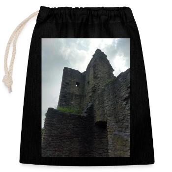Castle ruin - Closable cotton gift bag (25x30cm) - black - Front