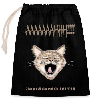 Aaaaaahh!!! Everything to scream. Cat #NettsFetz - Closable cotton gift bag (25x30cm) - black - Front