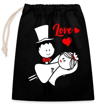ehepaar married - Verschließbarer Geschenkbeutel aus Baumwolle (25x30cm) - Schwarz - Vorne