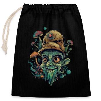 Trippy Goblin - Verschließbarer Geschenkbeutel aus Baumwolle (25x30cm) - Schwarz - Vorne