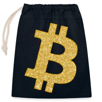 Symbole bitcoin - Sac cadeau en coton avec cordon (25 x 30 cm) - bleu marine - Devant