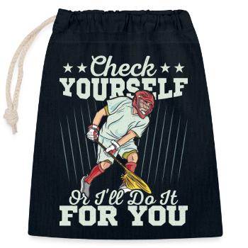Check Yourself Or I'll Do It For You Player Lacros - Verschließbarer Geschenkbeutel aus Baumwolle (25x30cm) - Navy - Vorne