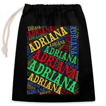 t-shirt Adriana t-shirt word cloud idée cadeau - Sac cadeau en coton avec cordon (25 x 30 cm) - noir - Devant