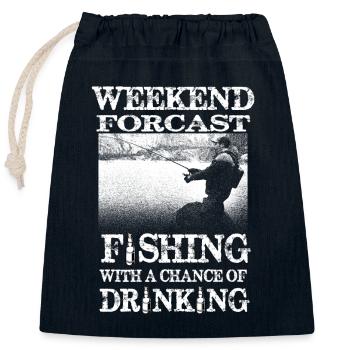 FISHING - Closable cotton gift bag (25x30cm) - navy - Front