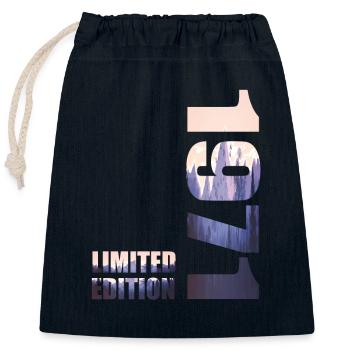 1971. Limited Edition T-Shirt Birthday Idea - Closable cotton gift bag (25x30cm) - navy - Front