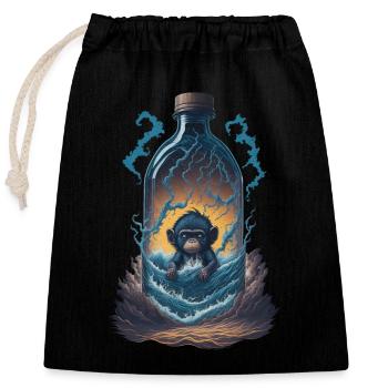 Monkey - Closable cotton gift bag (25x30cm) - black - Front